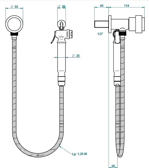 Ensemble hygiénique WC THG avec robinet d'arrêt - Collection "Diplomate" - vue 4