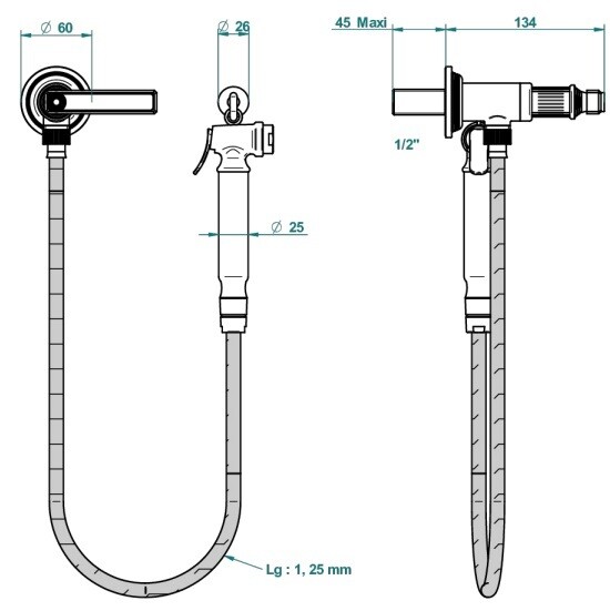 Ensemble hygiénique WC THG avec robinet d'arrêt - Collection "Grand Central" — vue 4
