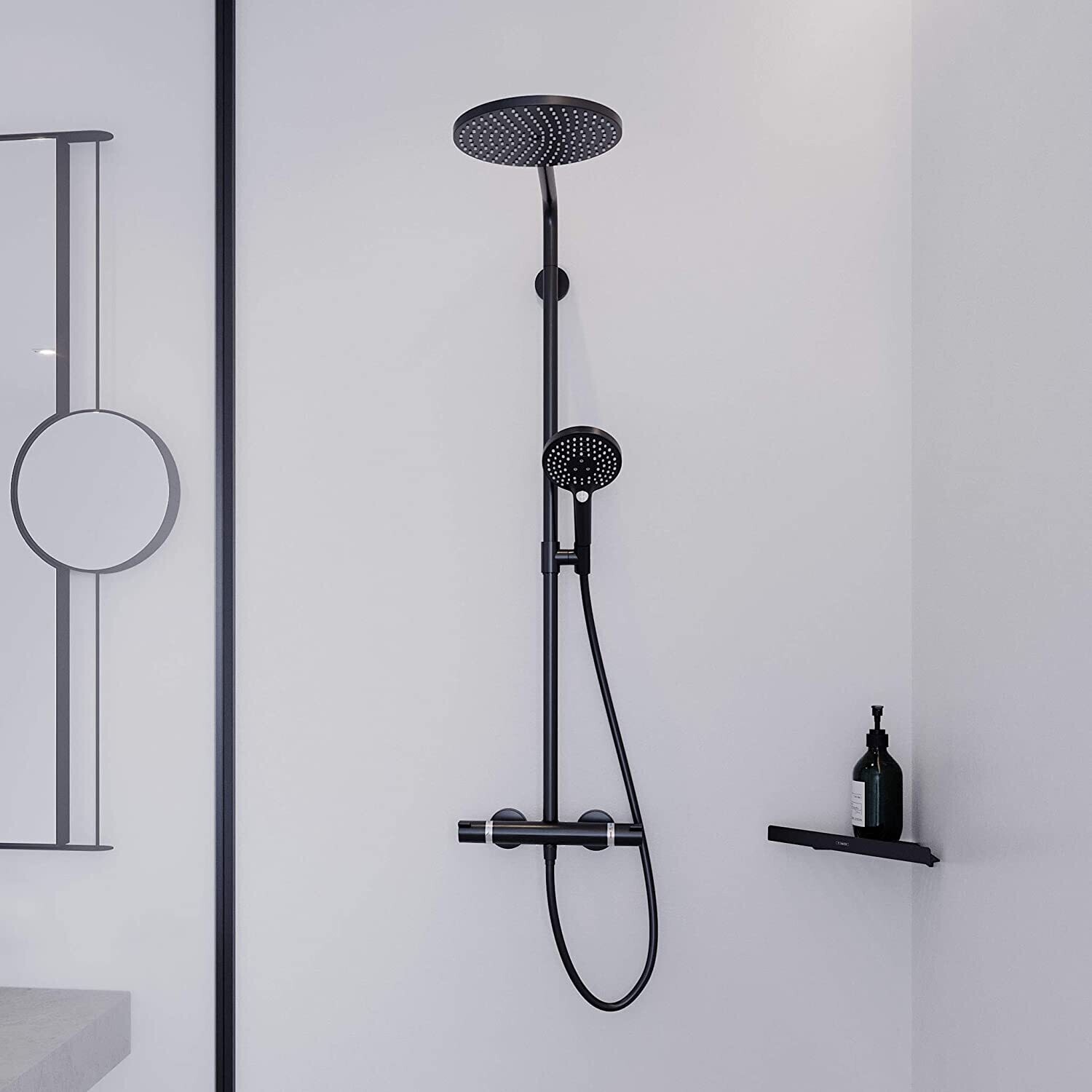 Colonne de douche Showerpipe Hansgrohe Croma Select S 280 1 jet  avec mitigeur thermostatique en noir mat