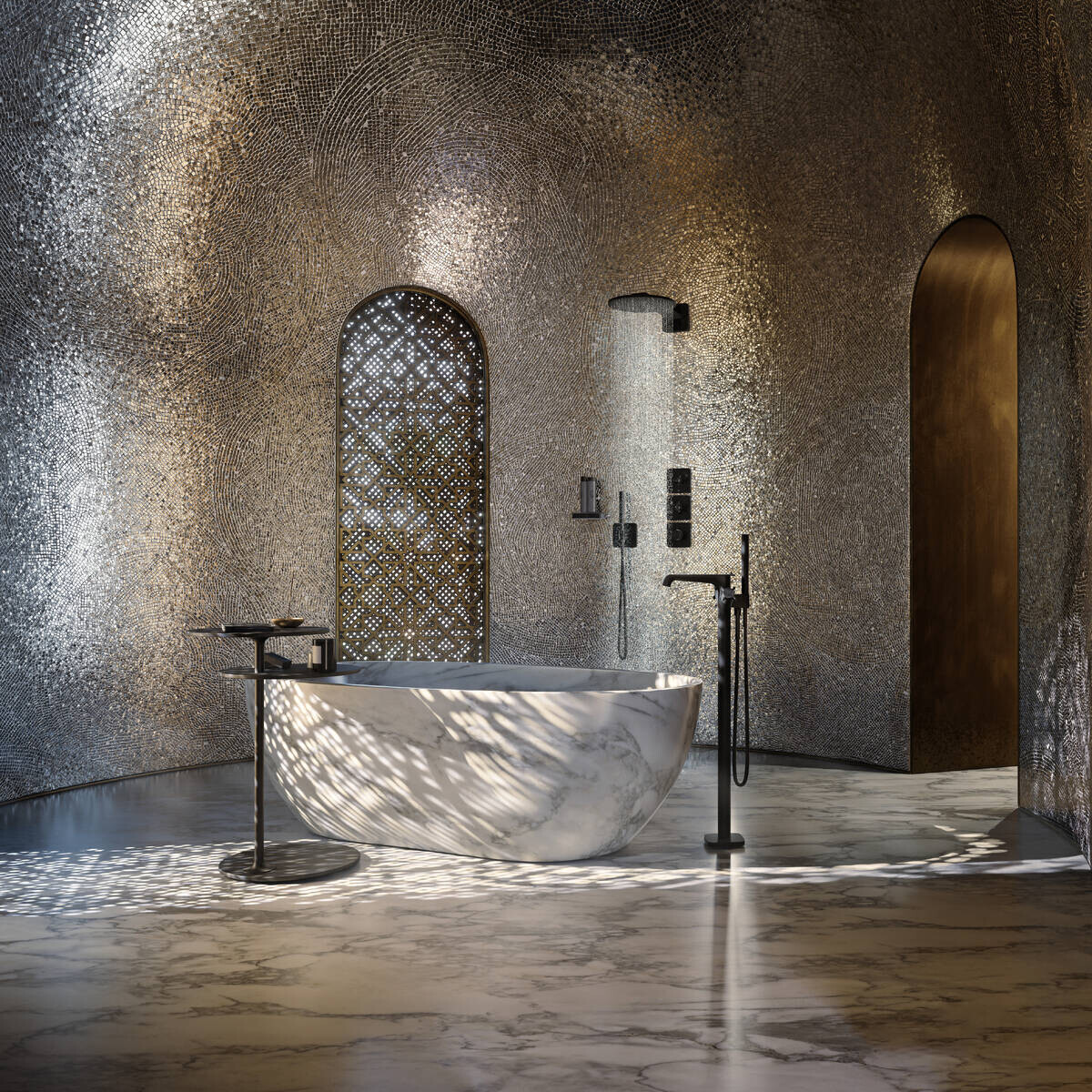 Douche de tête Axor ShowerSolutions 300 1 jet avec bras de douche 450 mm en noir mat — vue 3
