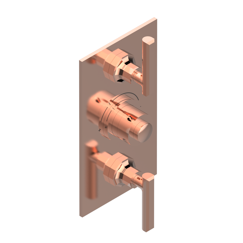 Set de finition THG pour douche thermostatique à encastrer avec deux robinets d'arrêt à 2 fonctions - Collection "Les Ondes à manettes" — vue 4