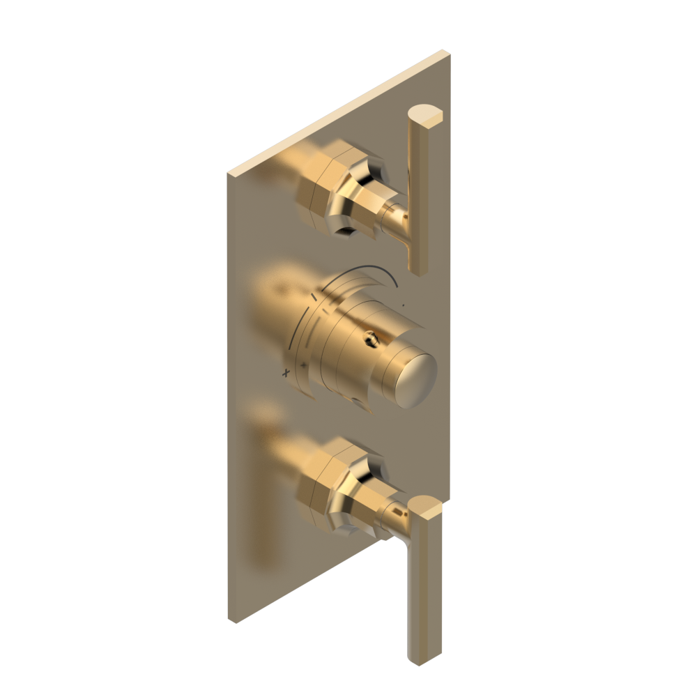 Set de finition THG pour douche thermostatique à encastrer avec deux robinets d'arrêt à 2 fonctions - Collection "Les Ondes à manettes" — vue 5