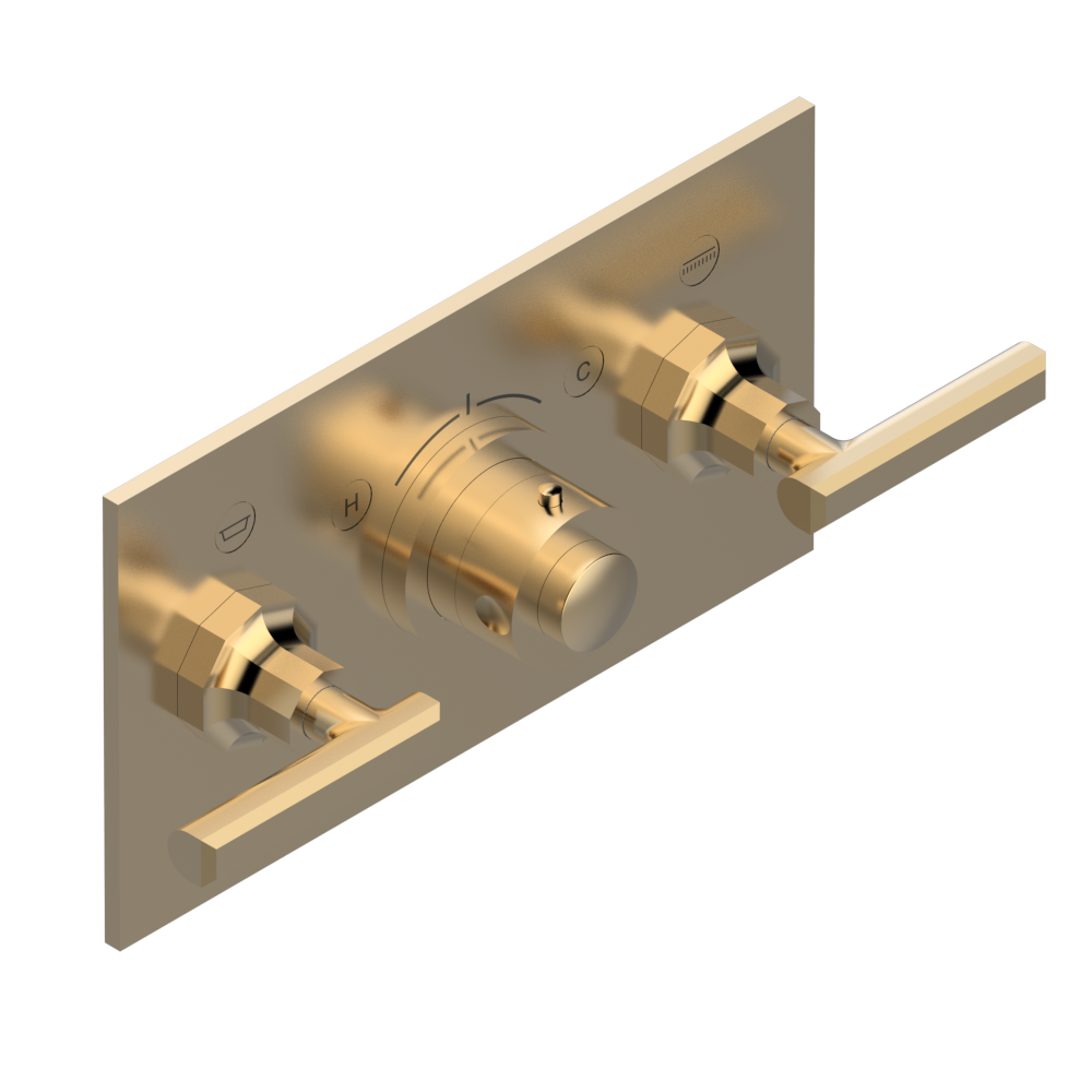 Set de finition THG pour douche thermostatique à encastrer avec deux robinets d'arrêt pour installation horizontale à 2 fonctions - Collection "Les Ondes à manettes" — vue 5
