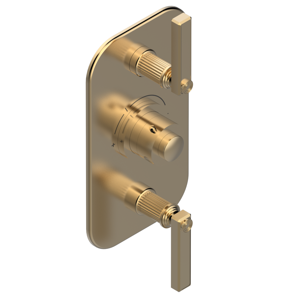 Set de finition THG pour douche thermostatique à encastrer avec deux robinets d'arrêt pour installation verticales à 2 fonctions - Collection "Grand Central" — vue 5