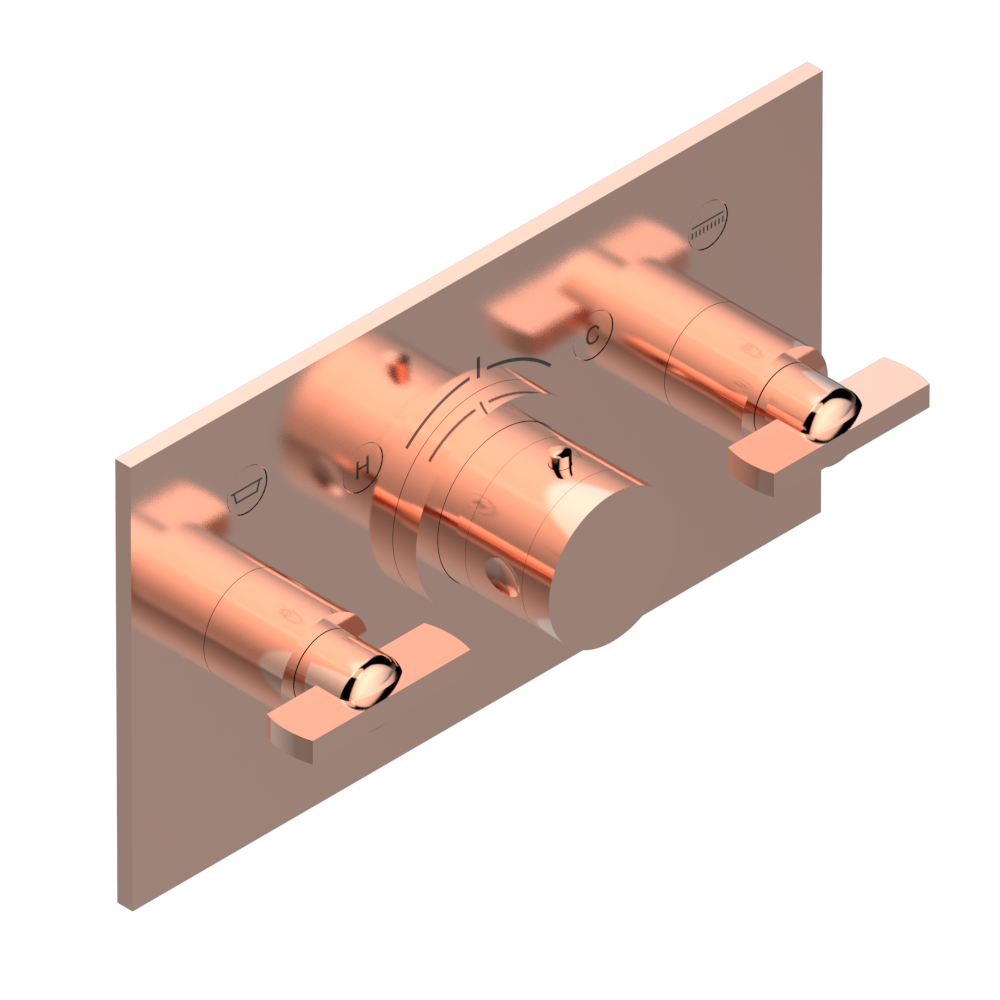 Set de finition THG pour douche thermostatique à encastrer avec deux robinets d'arrêt pour installation horizontale à 2 fonctions - Collection "Le 11" — vue 4
