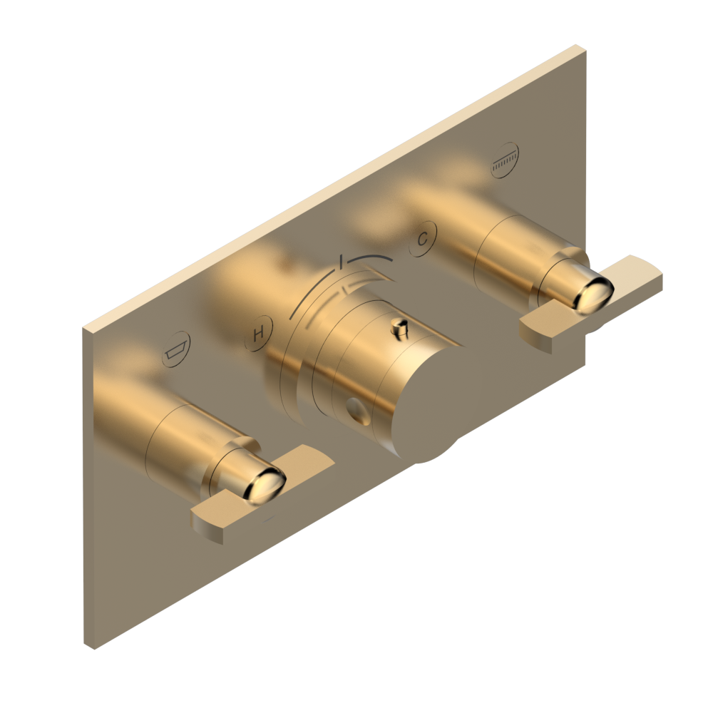 Set de finition THG pour douche thermostatique à encastrer avec deux robinets d'arrêt pour installation horizontale à 2 fonctions - Collection "Le 11" — vue 5