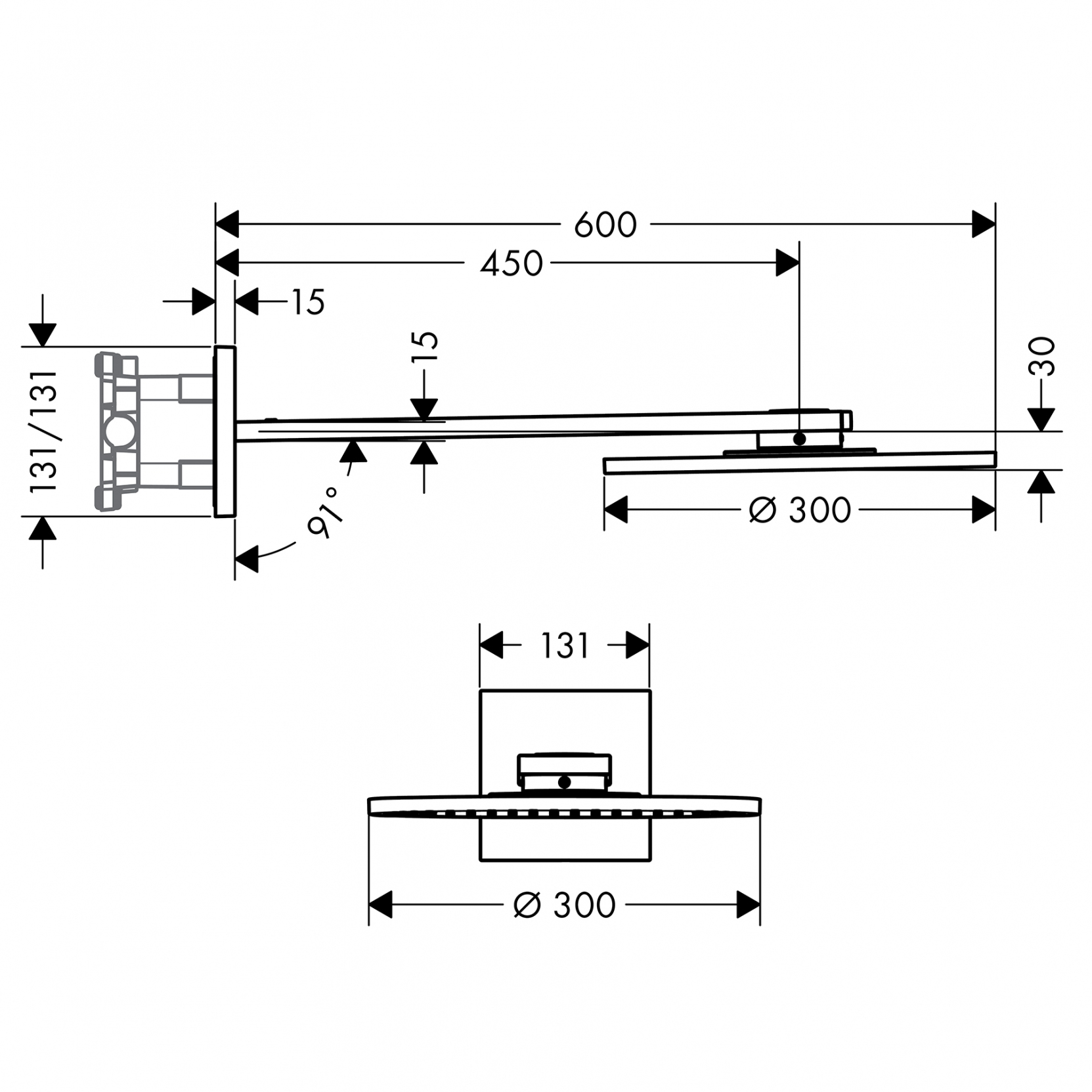 Douche de tête Axor ShowerSolutions 300 1 jet avec bras de douche 450 mm - vue 6