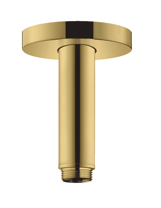 Bras de douche plafonné Hansgrohe S 100 mm avec rosace ronde aspect doré poli