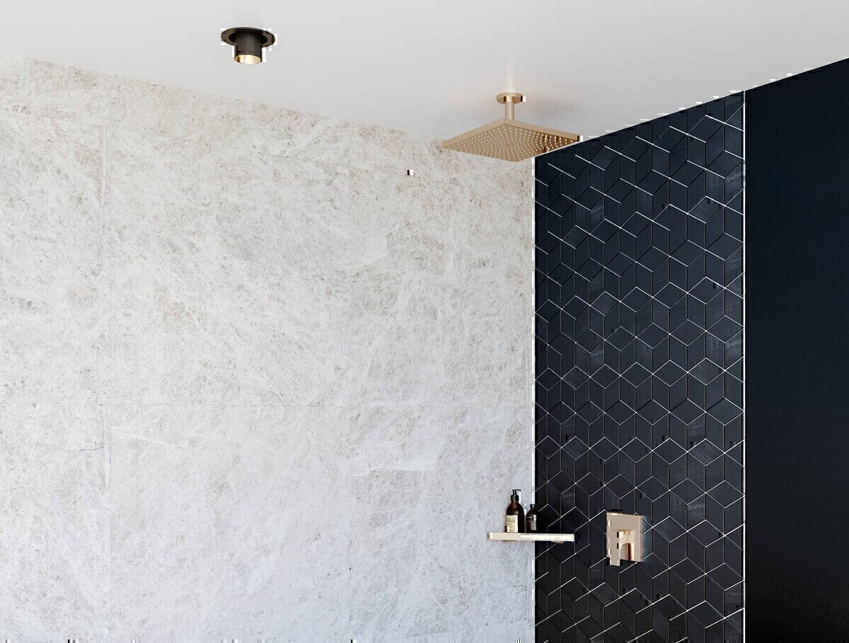 Douche de tête Hansgrohe Raindance E 300 air 1 jet avec raccordement plafond en doré poli — vue 3
