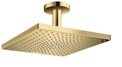 Douche de tête Hansgrohe Raindance E 300 air 1 jet avec raccordement plafond en doré poli