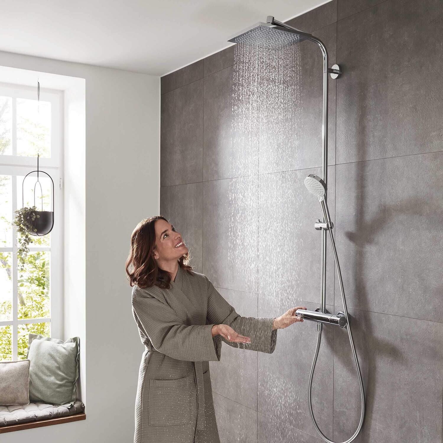 Colonne de douche Showerpipe Hansgrohe Crometta E 240 1 jet EcoSmart avec mitigeur thermostatique