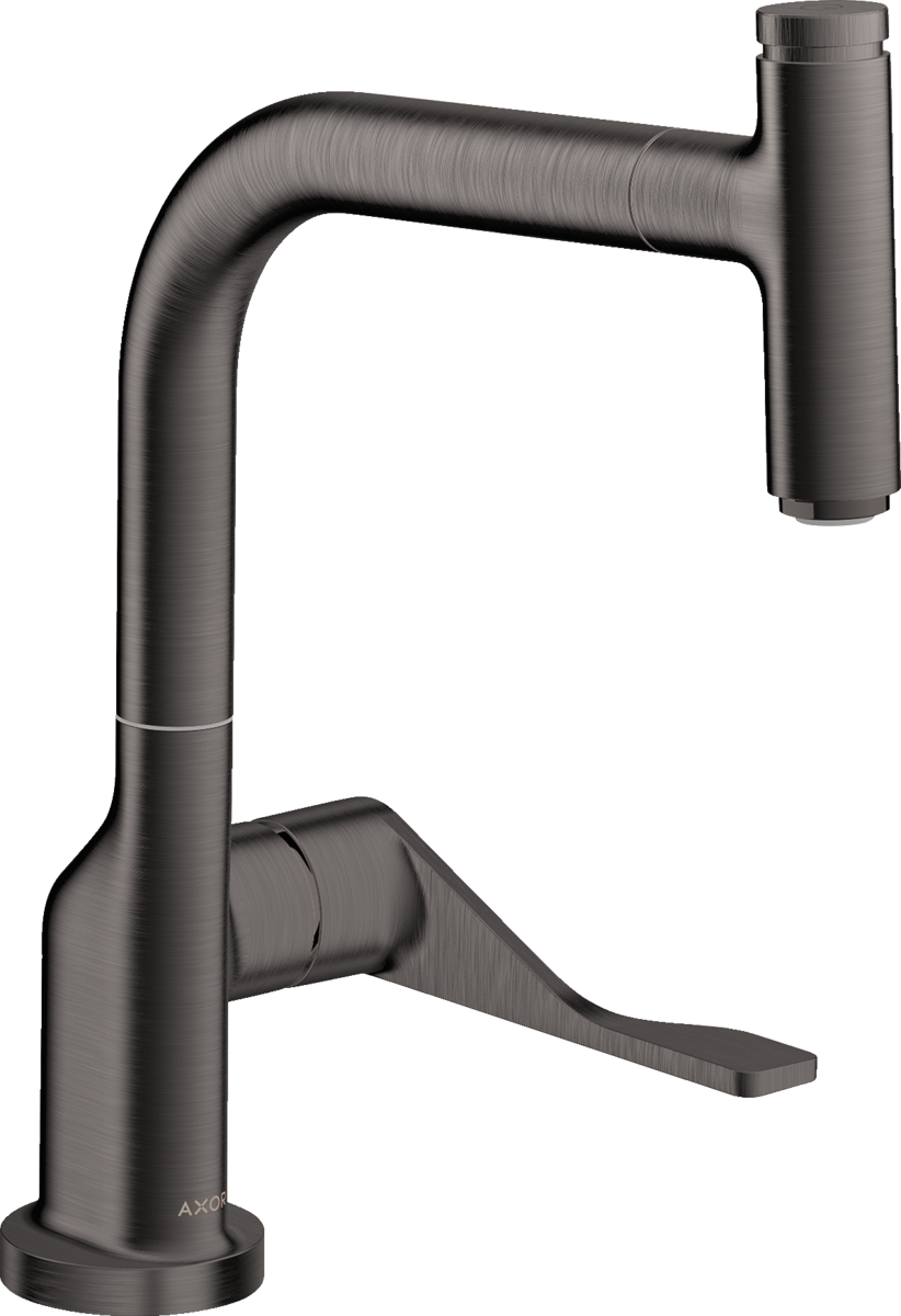 Mitigeur de cuisine Axor Citterio Select avec douchette extractible en noir chromé brossé
