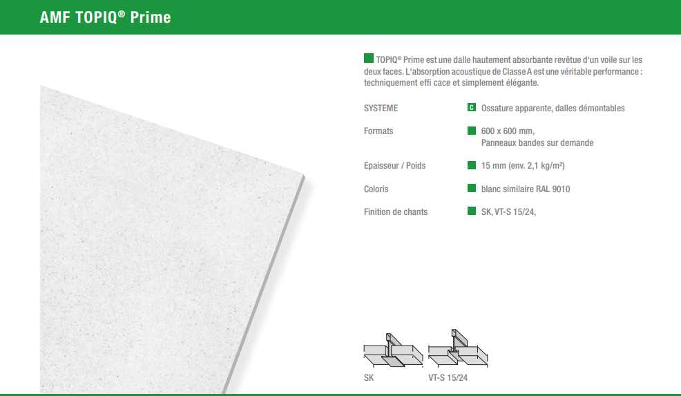 Dalle de plafond minérale Knauf AMF TOPIQ Efficient Pro SK 20 - vue 3