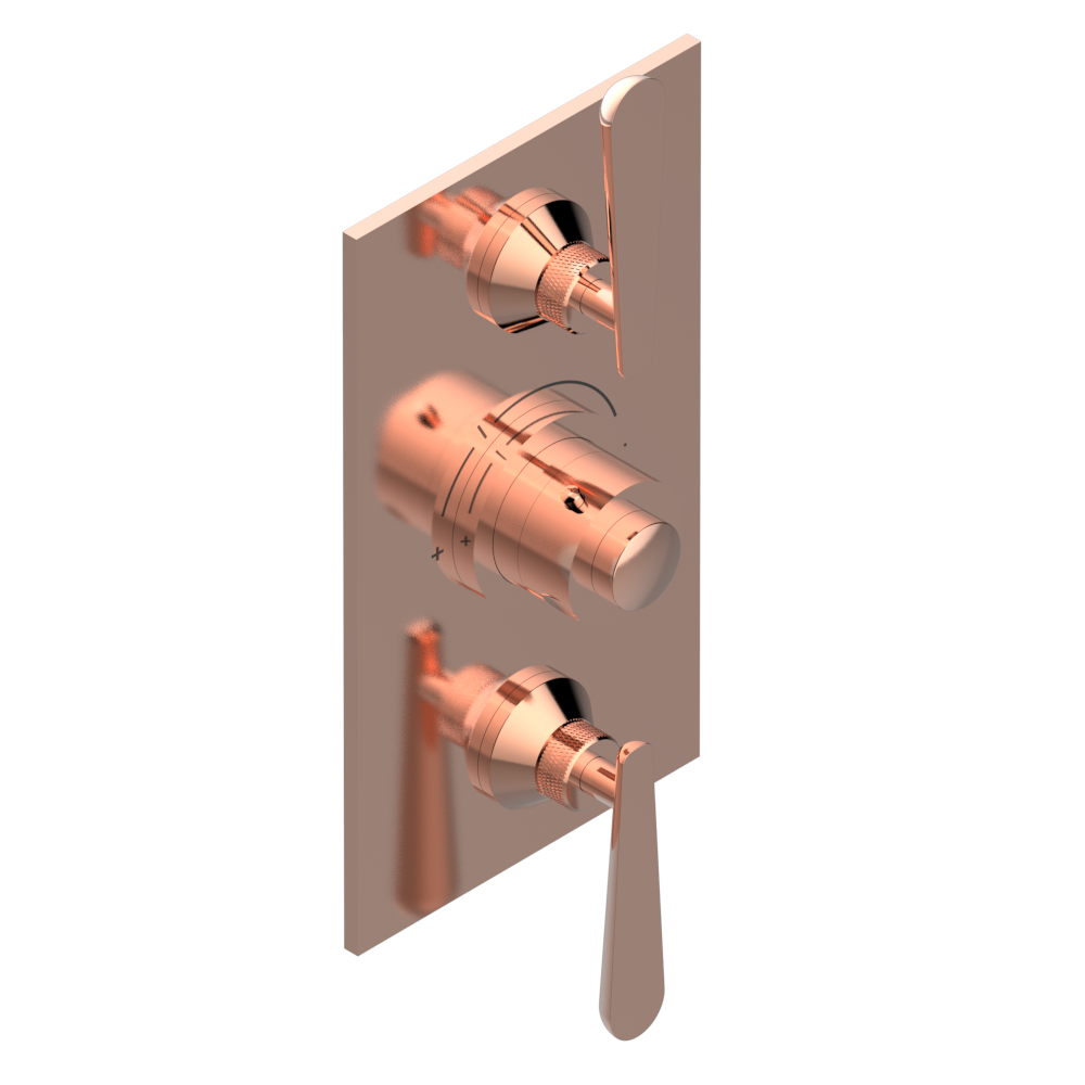 Set de finition THG pour douche thermostatique à encastrer avec deux robinets d'arrêt - Collection "Dean" — vue 4