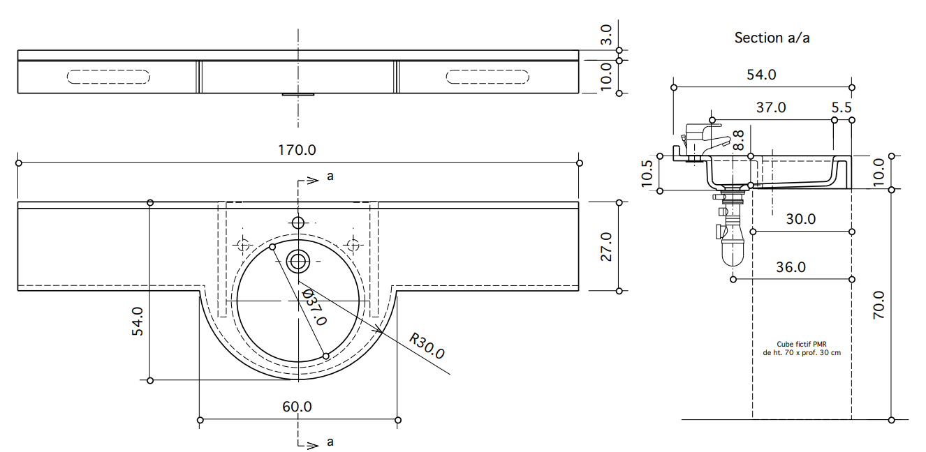 Plan-vasque Maido 170 cm - vue 4