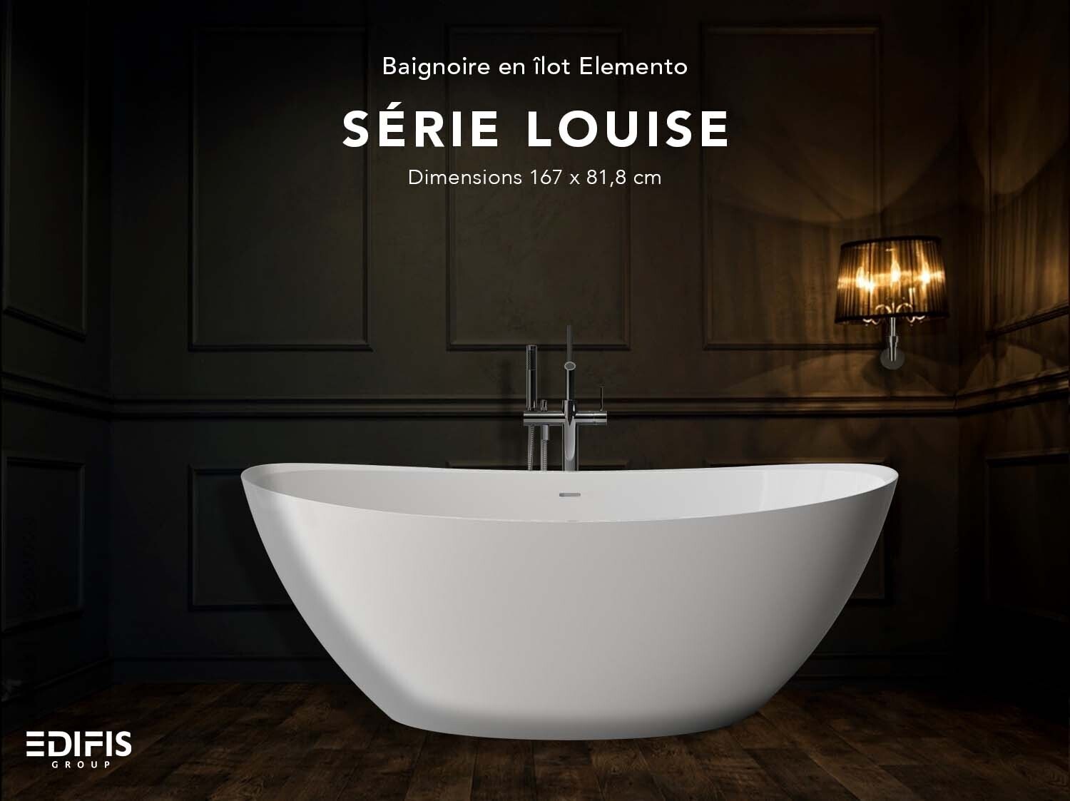 Freestanding Bathtub Elemento - Louise Series - 167 x 81.8 cm