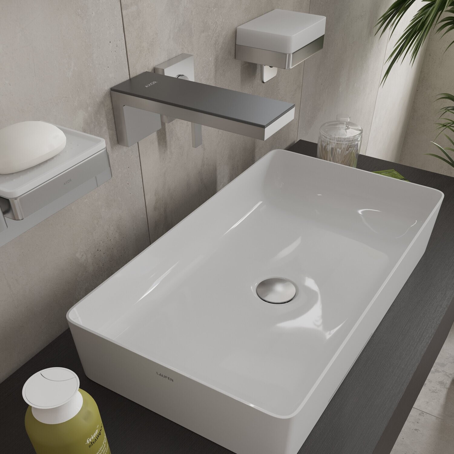 Mitigeur de lavabo encastré AXOR MyEdition sans plaque, bec 221 mm avec bonde à écoulement libre en chromé poli