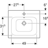 Lavabo pour meuble Geberit Selnova Square 55 cm