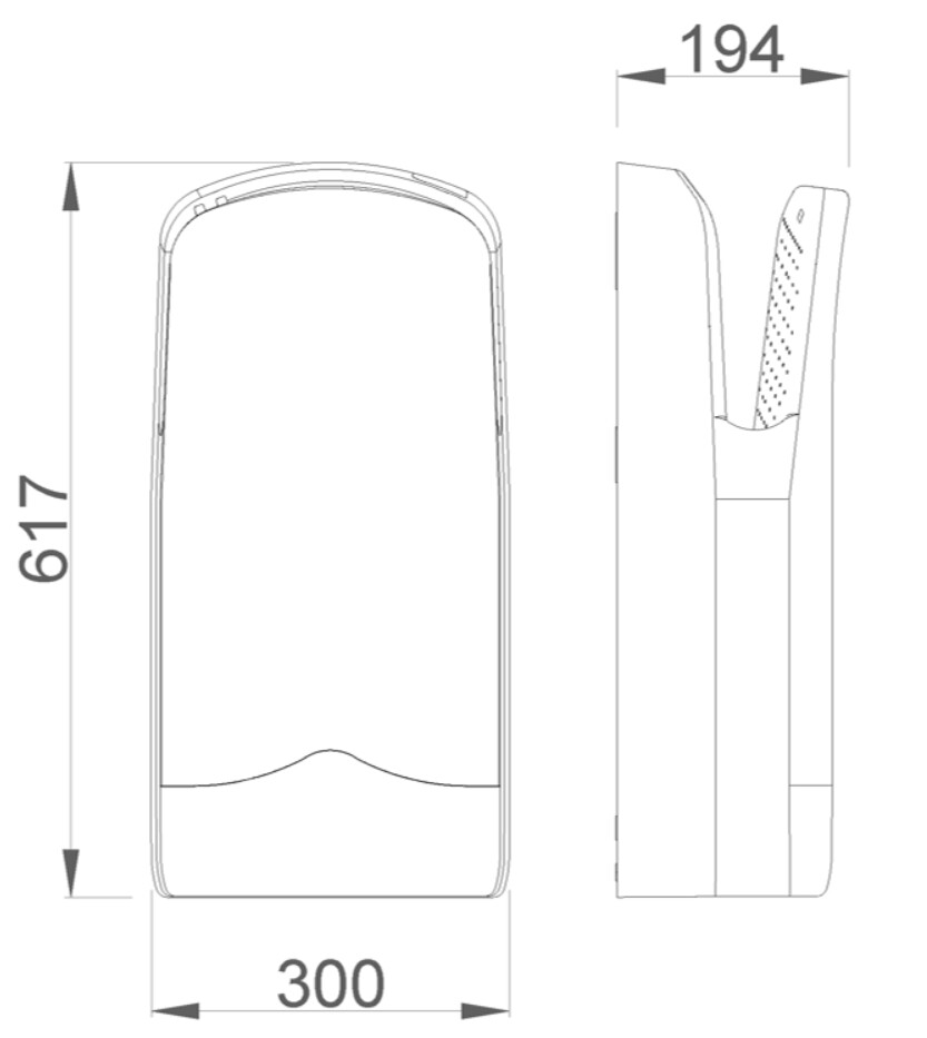 Sèche-mains avec capteur électronique Nofer V-JET en blanc
