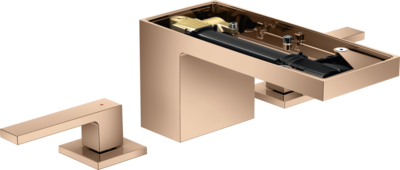 Mélangeur de lavabo 3 trous AXOR MyEdition 70 sans plaque, avec bonde push-open en or rouge poli