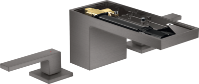 Mélangeur de lavabo 3 trous AXOR MyEdition 70 sans plaque, avec bonde push-open en noir chromé brossé