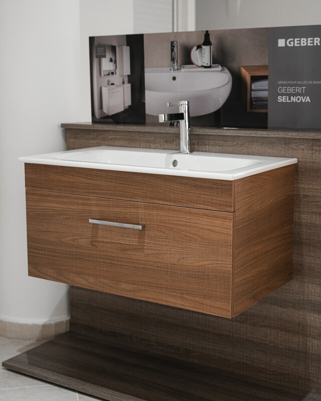 Meuble de salle de bains à un tiroir pour lavabo Geberit Selnova Square 55 cm