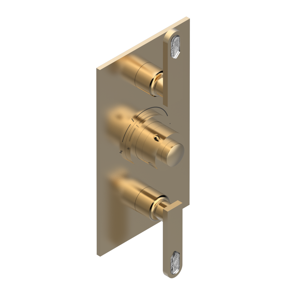 Set de finition THG pour douche thermostatique à encastrer avec deux robinets d'arrêt à 2 fonctions - Collection "Lalique Cristal Clair à manettes" — vue 4