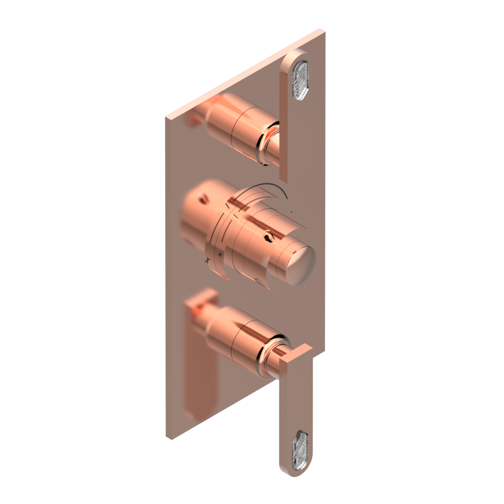 Set de finition THG pour douche thermostatique à encastrer avec deux robinets d'arrêt à 2 fonctions - Collection "Lalique Cristal Clair à manettes" — vue 5