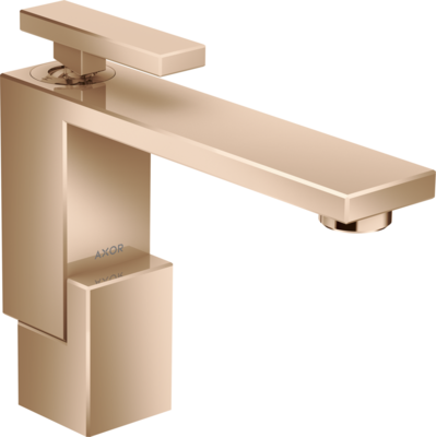 Mitigeur de lavabo AXOR Edge 130 avec bonde push-open en or rouge poli