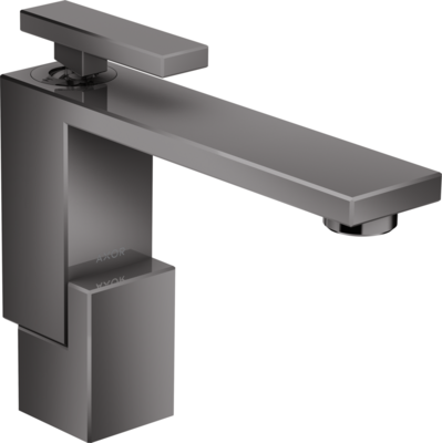 Mitigeur de lavabo AXOR Edge 130 avec bonde push-open en noir chromé poli