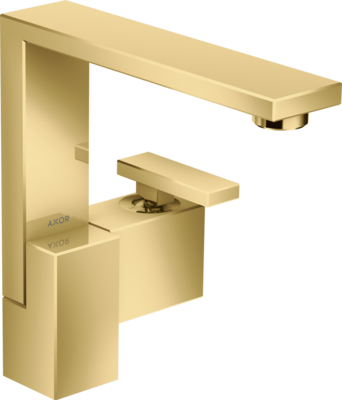 Mitigeur de lavabo AXOR Edge 190 avec bonde push-open en doré poli