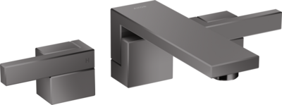 Mélangeur de lavabo 3 trous encastré AXOR Edge 190 avec bonde push-open en noir chromé poli