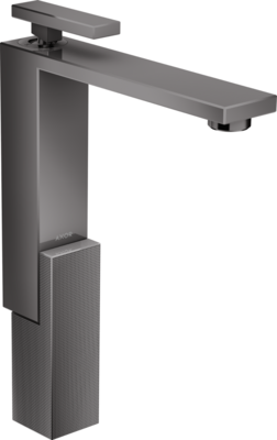Mitigeur de lavabo AXOR Edge 280 avec bonde push-open coupe diamant en noir chromé poli