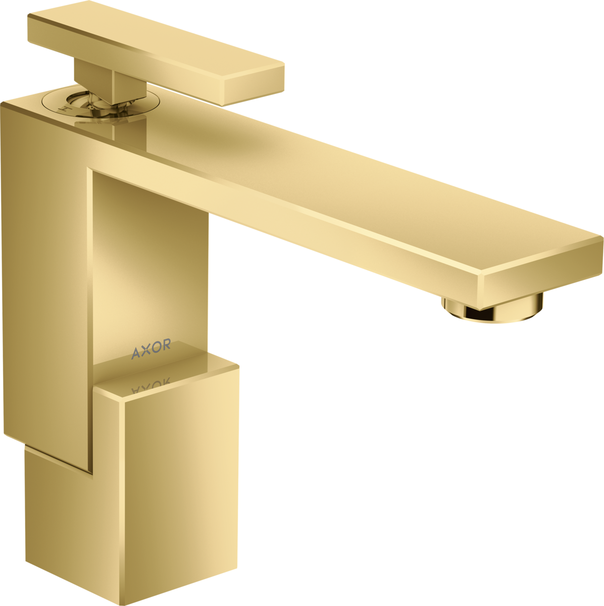 Mitigeur de lavabo AXOR Edge 130 avec bonde push-open aspect doré poli
