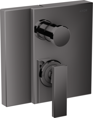 Set de finition pour mitigeur de bain / douche encastré AXOR Edge en noir chromé poli