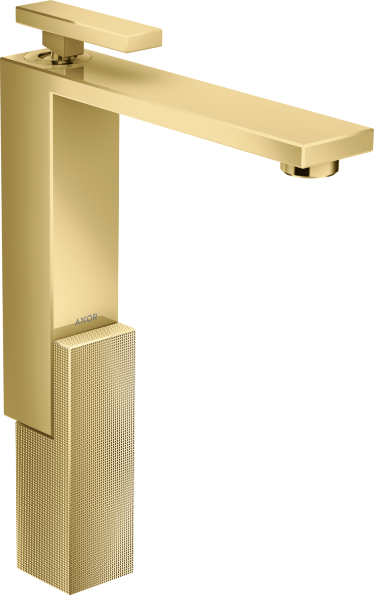 Mitigeur de lavabo AXOR Edge 280 avec bonde push-open coupe diamant aspect doré poli