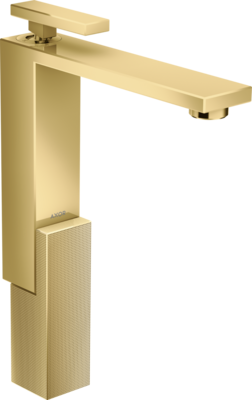Mitigeur de lavabo AXOR Edge 280 avec bonde push-open coupe diamant en doré poli