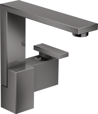 Mitigeur de lavabo AXOR Edge 190 coupe diamant, avec bonde push-open en noir chromé poli