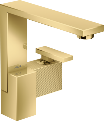 Mitigeur de lavabo AXOR Edge 190 coupe diamant, avec bonde push-open en doré poli