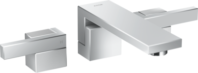 Mélangeur de lavabo 3 trous encastré AXOR Edge 190 coupe diamant avec bonde push-open