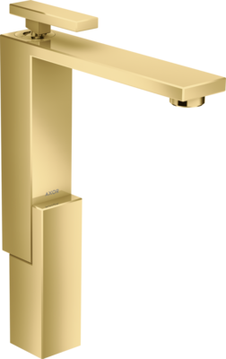 Mitigeur de lavabo AXOR Edge 280 avec bonde push-open en doré poli