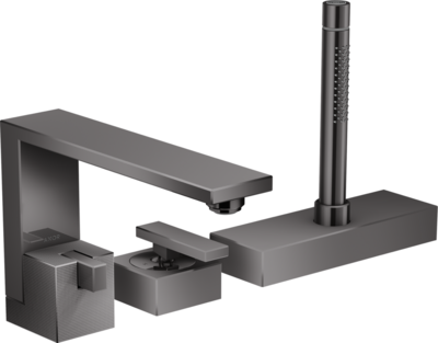 Mitigeur 3 trous pour montage sur bord de baignoire AXOR Edge coupe diamant en noir chromé poli