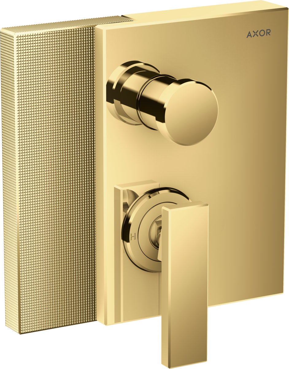 Set de finition pour mitigeur de bain / douche encastré AXOR Edge coupe diamant en doré poli