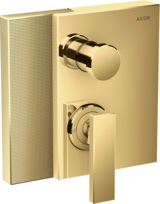 Set de finition pour mitigeur de bain / douche encastré AXOR Edge coupe diamant en doré poli