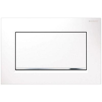 Plaque de déclenchement Geberit Sigma10 square / Blanc mat - bandes design : chromé brillant
