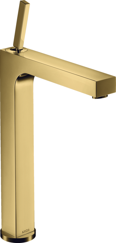 Mitigeur de lavabo AXOR Citterio 280 surélevé pour vasque libre avec tirette et vidage aspect doré poli