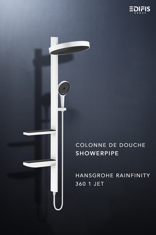 Colonne de douche Showerpipe Hansgrohe Rainfinity 360 1 jet pour installation encastrée en blanc mat
