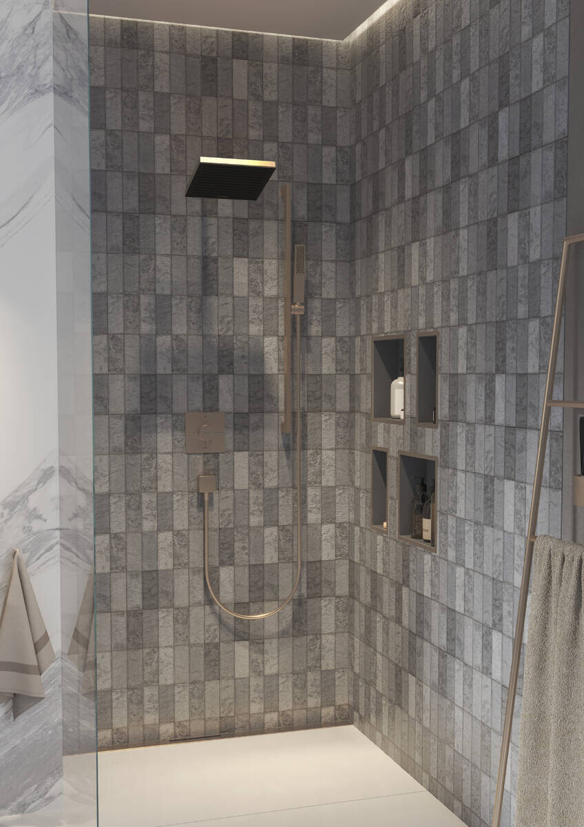 Set de finition Hansgrohe RainDrain Flex 1000 mm découpable pour montage mural en bronze brossé — vue 2