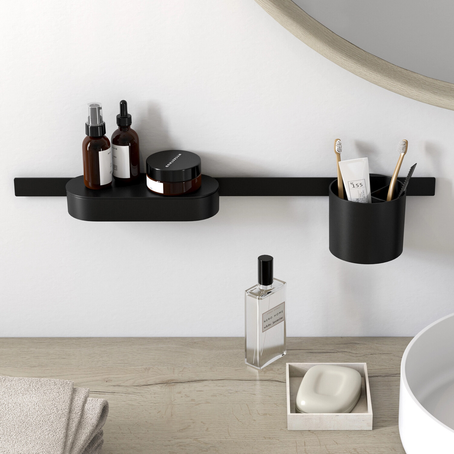 Barre murale Hansgrohe WallStoris en noir mat