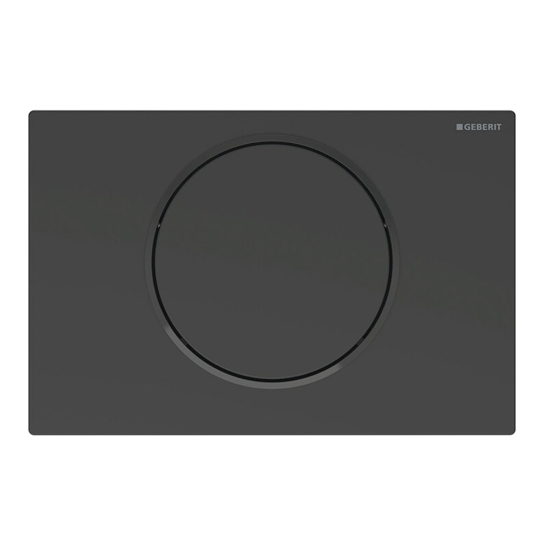 Plaque de déclenchement Geberit Sigma10 en acier inoxydable / Noir mat - anneau design : noir